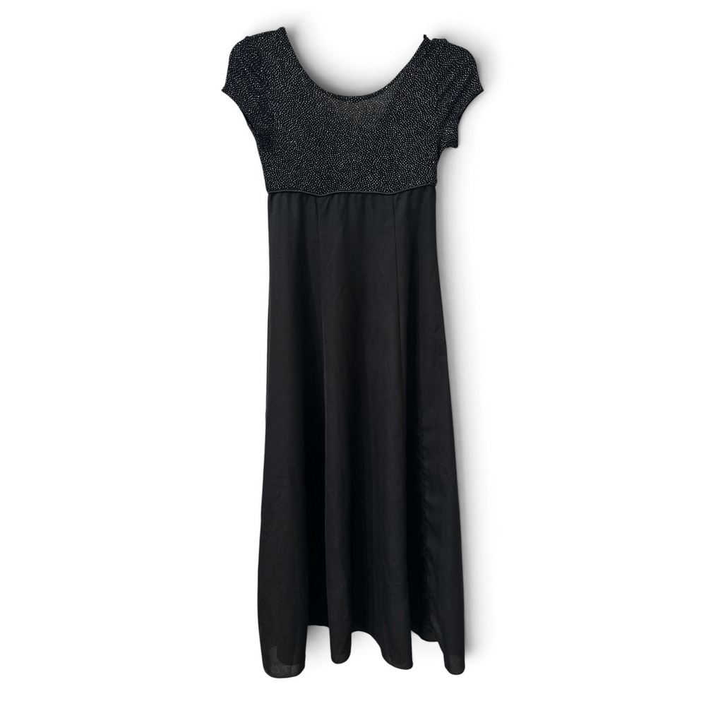 Vintage Von Bramlett Black Sparkle Empire Waist Formal Maxi Gown XS Small